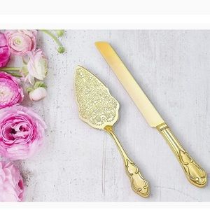 Gold Vintage Design Wedding Cake Server Set